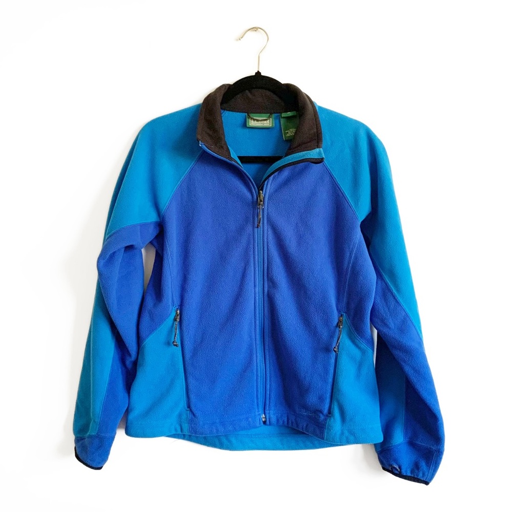 L.L.Bean Polartec Two Tone Blue Fleece Jacket Full Zip Small